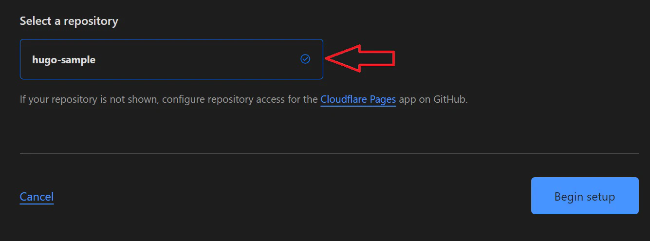 Cloudflare Pages Select Repository