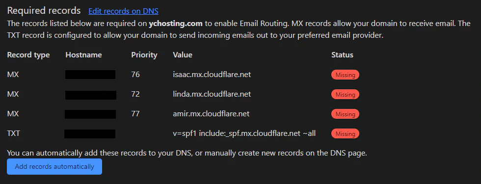 Cloudflare dashboard add DNS record